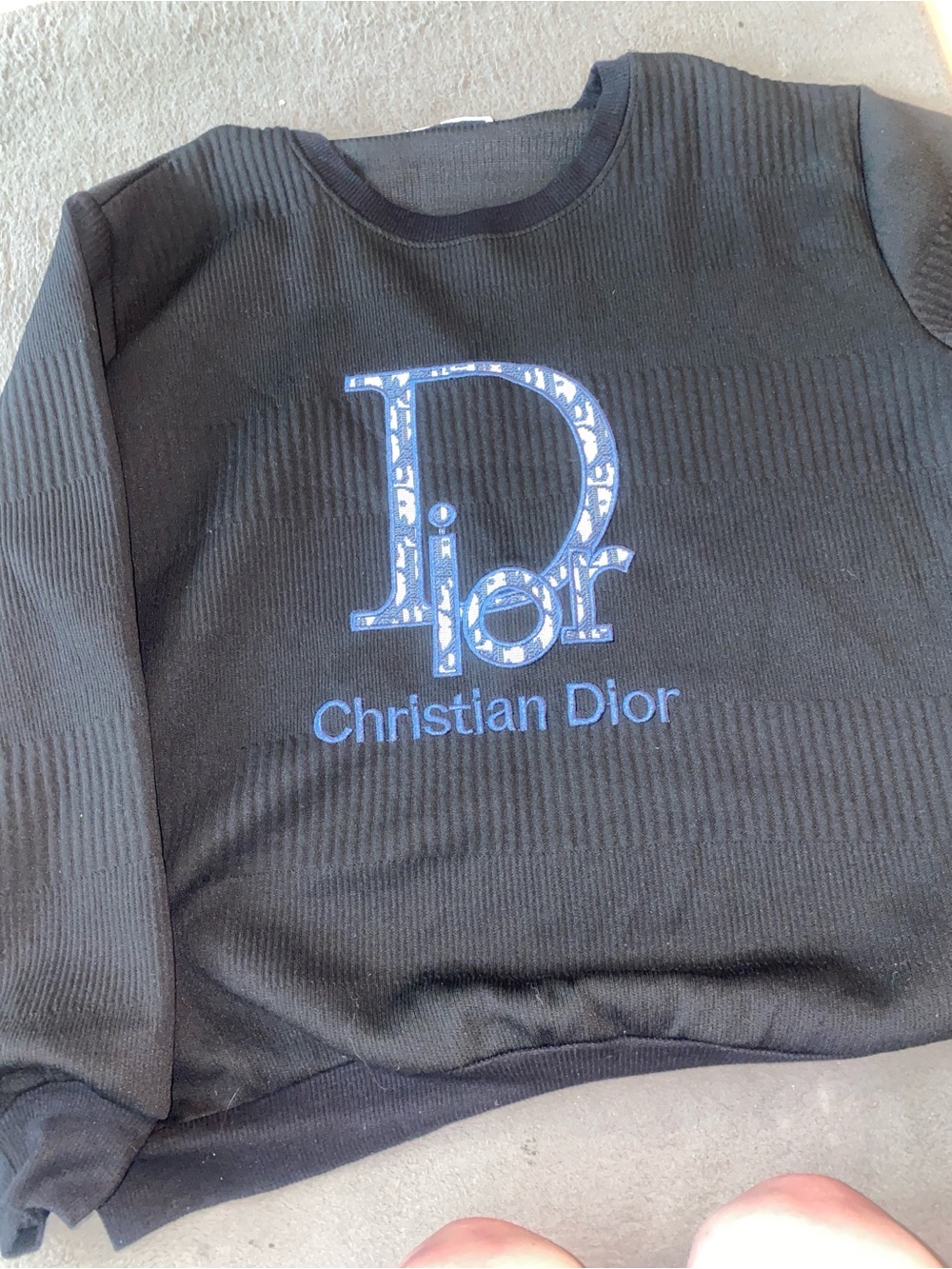 Dior Black Crewneck Sweater with Blue Dior Logo